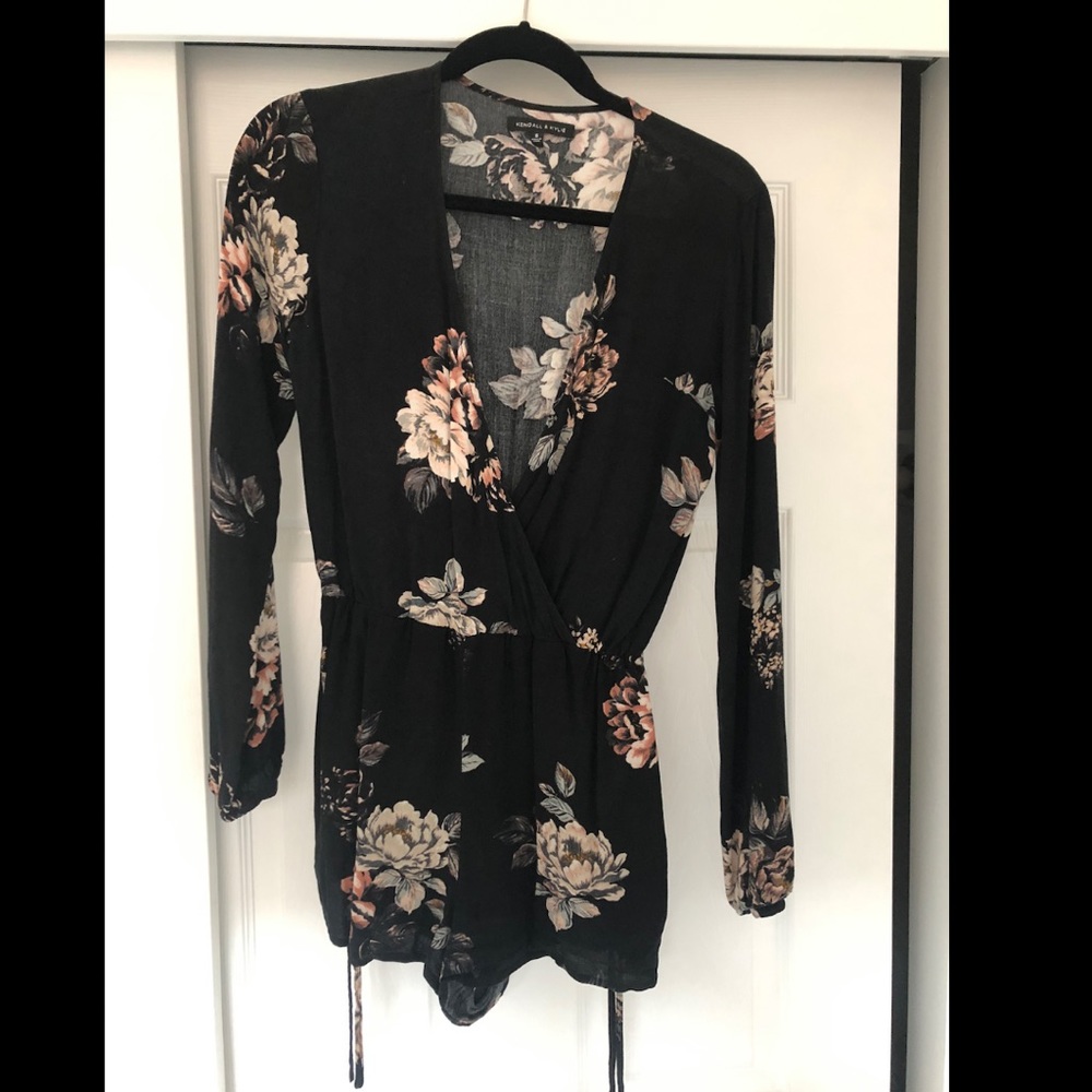 Kendall & Kylie Black Floral Long Sleeve Romper